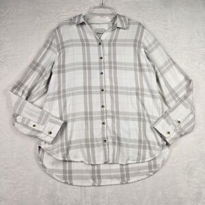Jach's Girlfriend New York White Gray Plaid Shacket‎ Size Medium Button Up